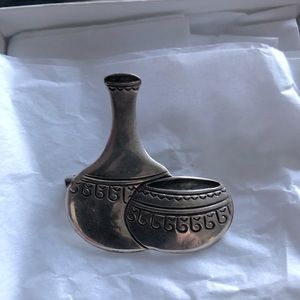 Sterling silver bottle and bowl pin